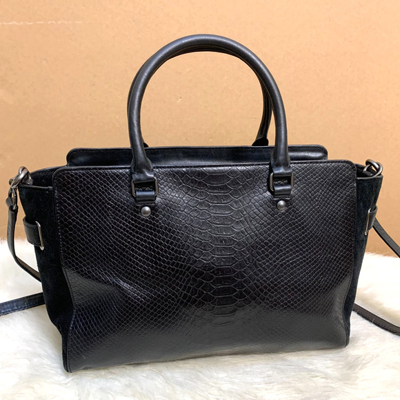 COACH Rare BLAKE CarryAll Black Exotic Python Embossed Leather & Suede F35678 - Picture 4 of 16